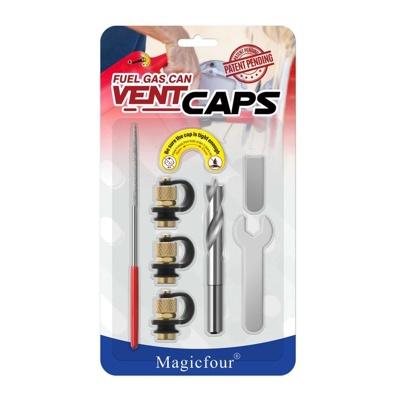 Magicfour Gas Can Vent Cap, 3 Pack Fuel Gas Vent Kit Replacement Vent Plug for Gas Fuel Water Can Jug to Allow Faster Flowing, No Wire Pull Needed - Image 1